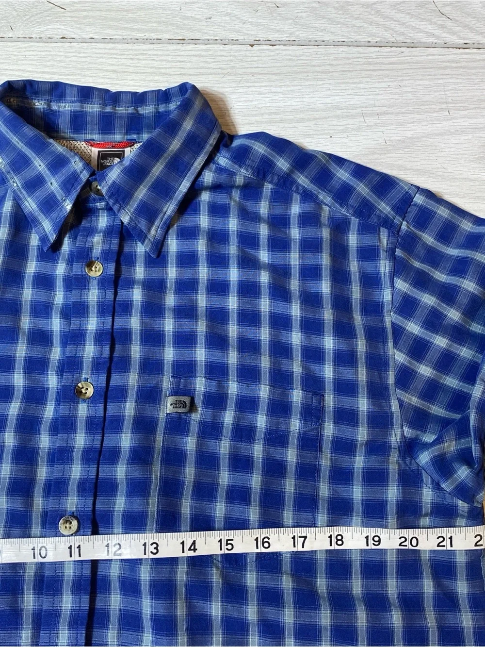 The North Face Men's M Plaid Button Down Shirt Blue Long Sleeve